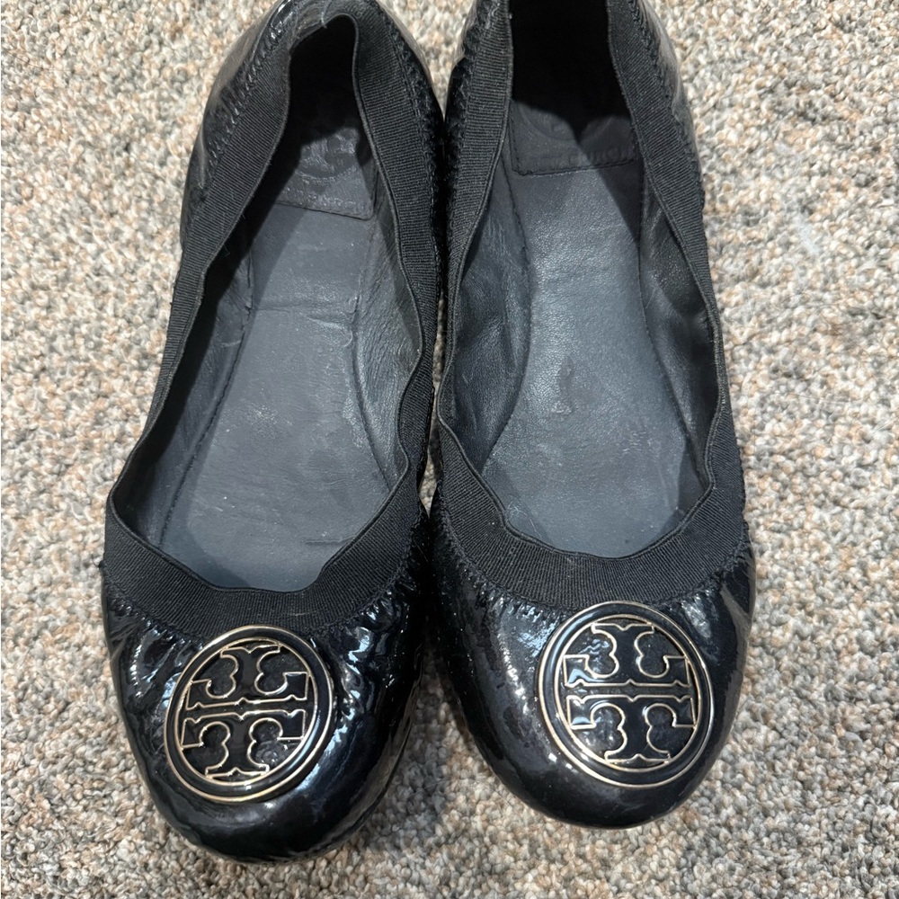 Tory Burch Black Patent Leather Flats